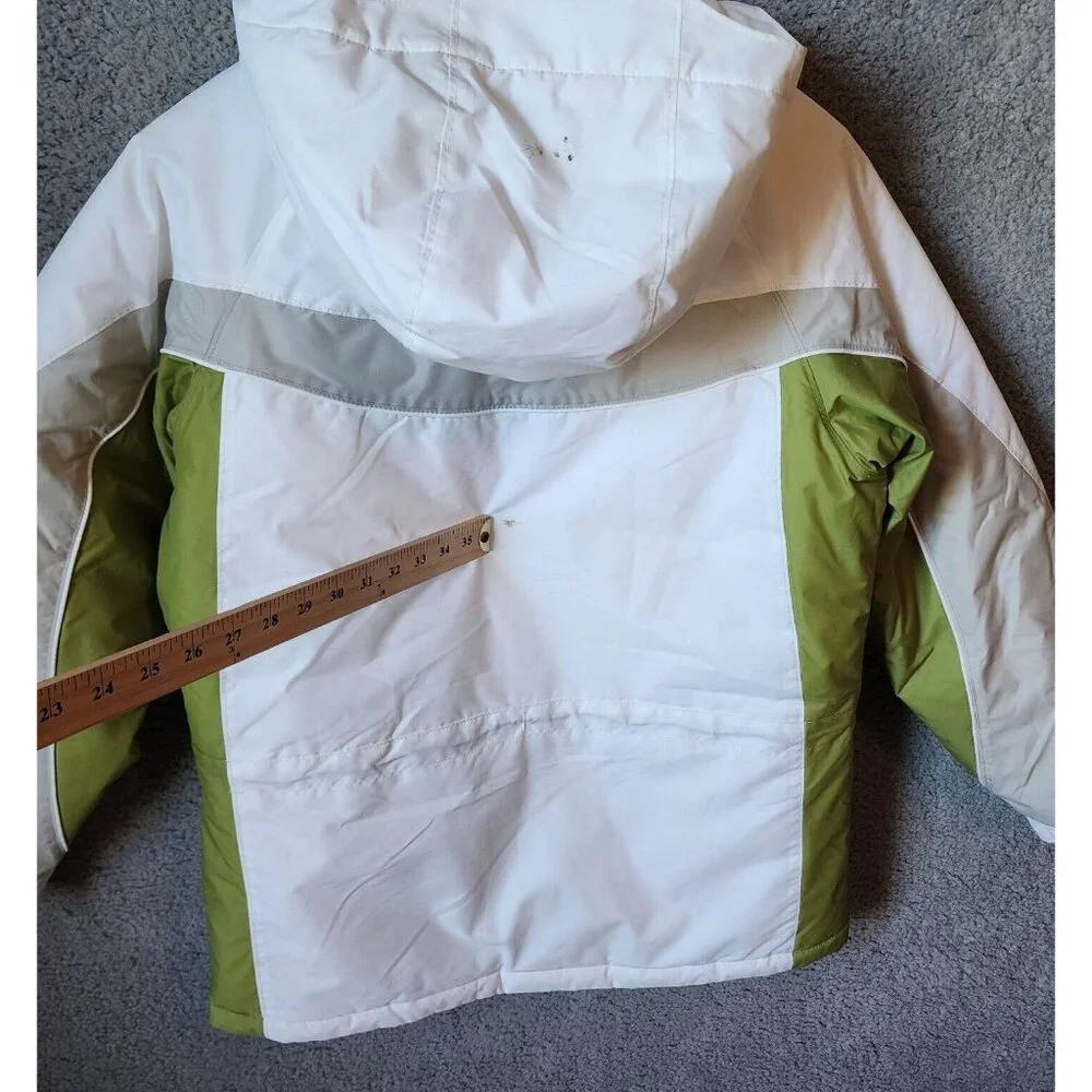 Columbia Kids Hooded Zip Up Puffer Winter Jacket White/Green XG5034 Youth 14/16‎